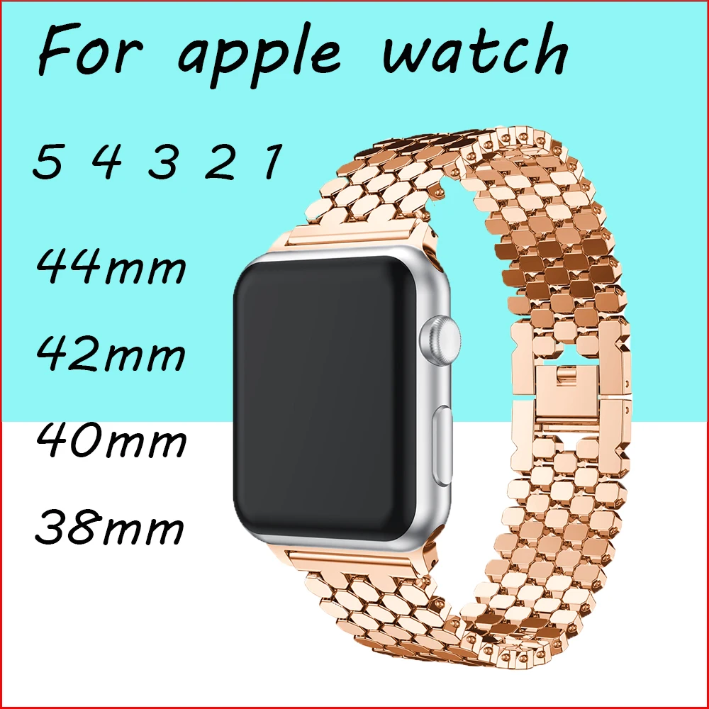 Ремешок из нержавеющей стали для Apple watch 38 мм 42 мм iwatch 4 группа 44 мм 40 мм Блестящий металлический браслет для Apple watch 5 4 3 2