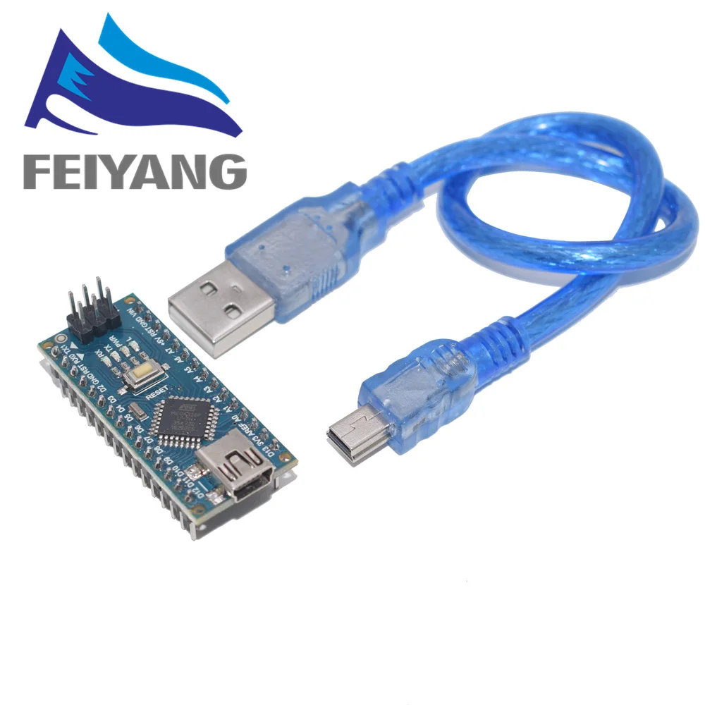 10 шт. MINI USB/MICRO USB Nano 3,0 ATMEGA328P/ATMEGA168P для контроллера ardunio совместимый NANO CH340 USB драйвер без кабеля - Цвет: Welded with Cable