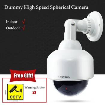 크리에이티브 화이트 더미 고속 구형 카메라 깜박이는 LED 가짜 돔 카메라, CCTV 감시 보안 시스템, 실내 야외