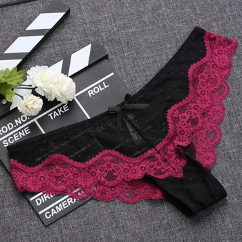 

Sexy Lace Women Mesh Floating-point Panties Underpants Tempting Pretty Briefs Cotton Low Waist Underwear Hipster Lingrie