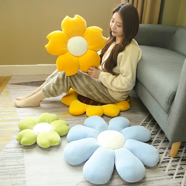 40/50/68cm Adorable Plants Pillows Stuffed Soft Sunflower Sakura Daisy Flowers Seat Cushion Props Decoration 5