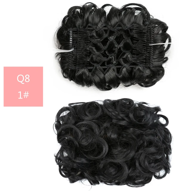 Synthetic Curly Elastic Band Chignon Plastic Comb Clips in Hair Extension Hair Bun Updo Cover Hairpieces Hair Accessories Q8 1