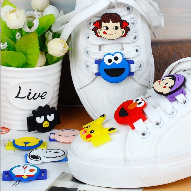 PEKO-chan doraemon Pikachu elmo Cookie monster спортивная обувь аксессуары ПВХ ткань обувь кроссовки шнурки подарок для детей