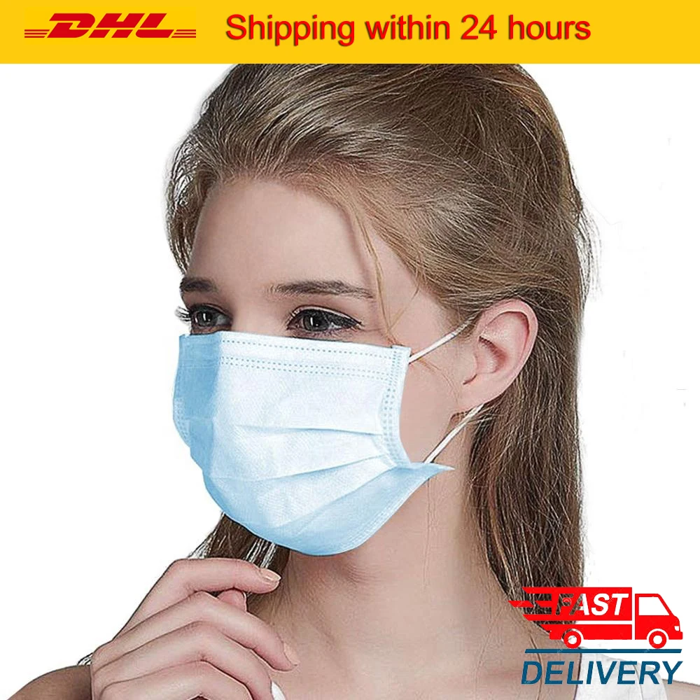 

100pcs DHL Shipping Disposable Comfortable Mask 3ply Non-Woven Face Mask Earloop for Virus Protection