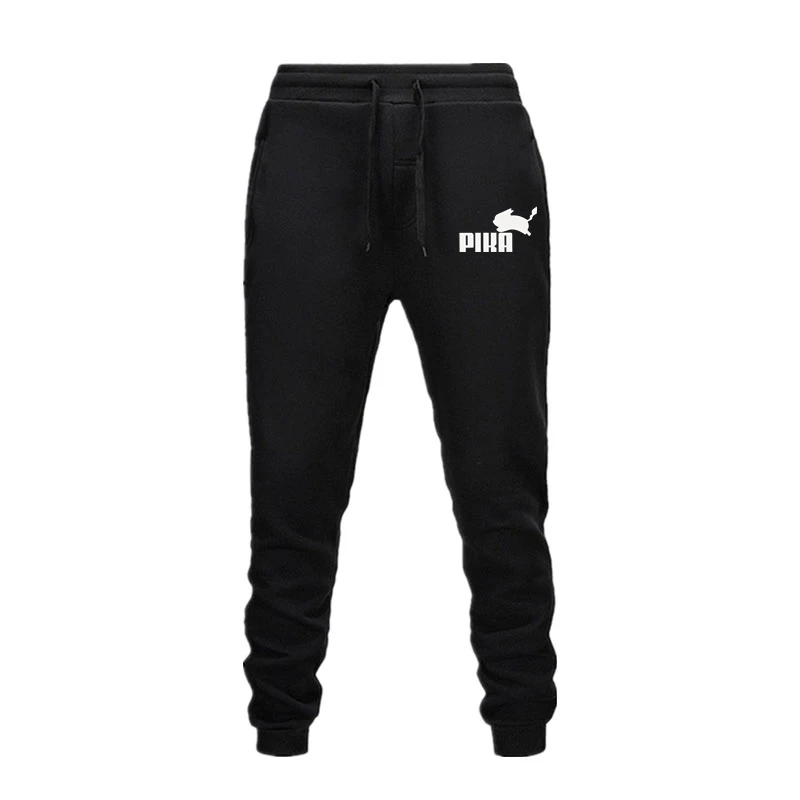 black pants Новинка, брендовый Мужской пуловер с капюшоном, осень/зима, мужские комплекты, Harajuku, аниме, толстовки с Пикачу+ спортивные штаны, комплект из двух предметов, S-3XL - Цвет: black pants