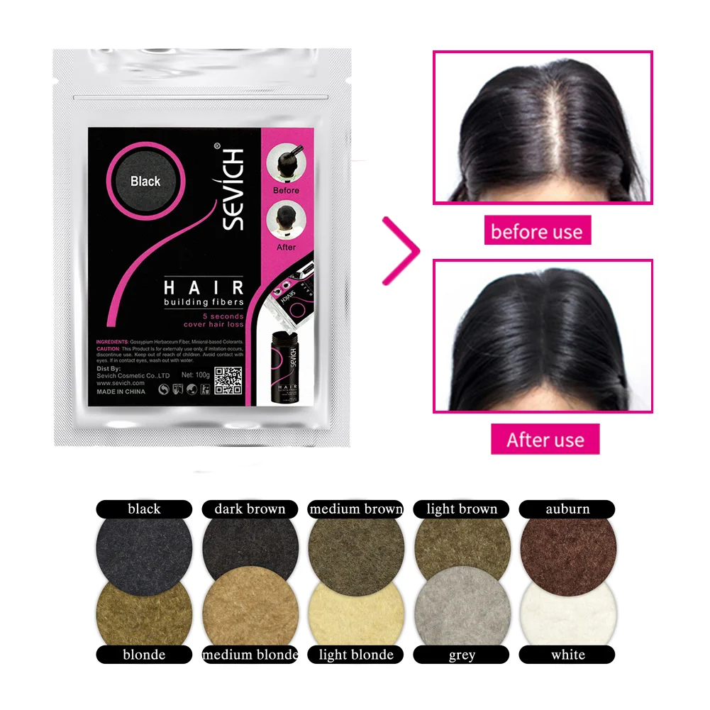 Hair Building Powder Hair Building Fibers Sevich 100g Hair Fibers Refill Bag 10 Colors Keratin Hair Building Fiber Powder Anti-Hair Loss