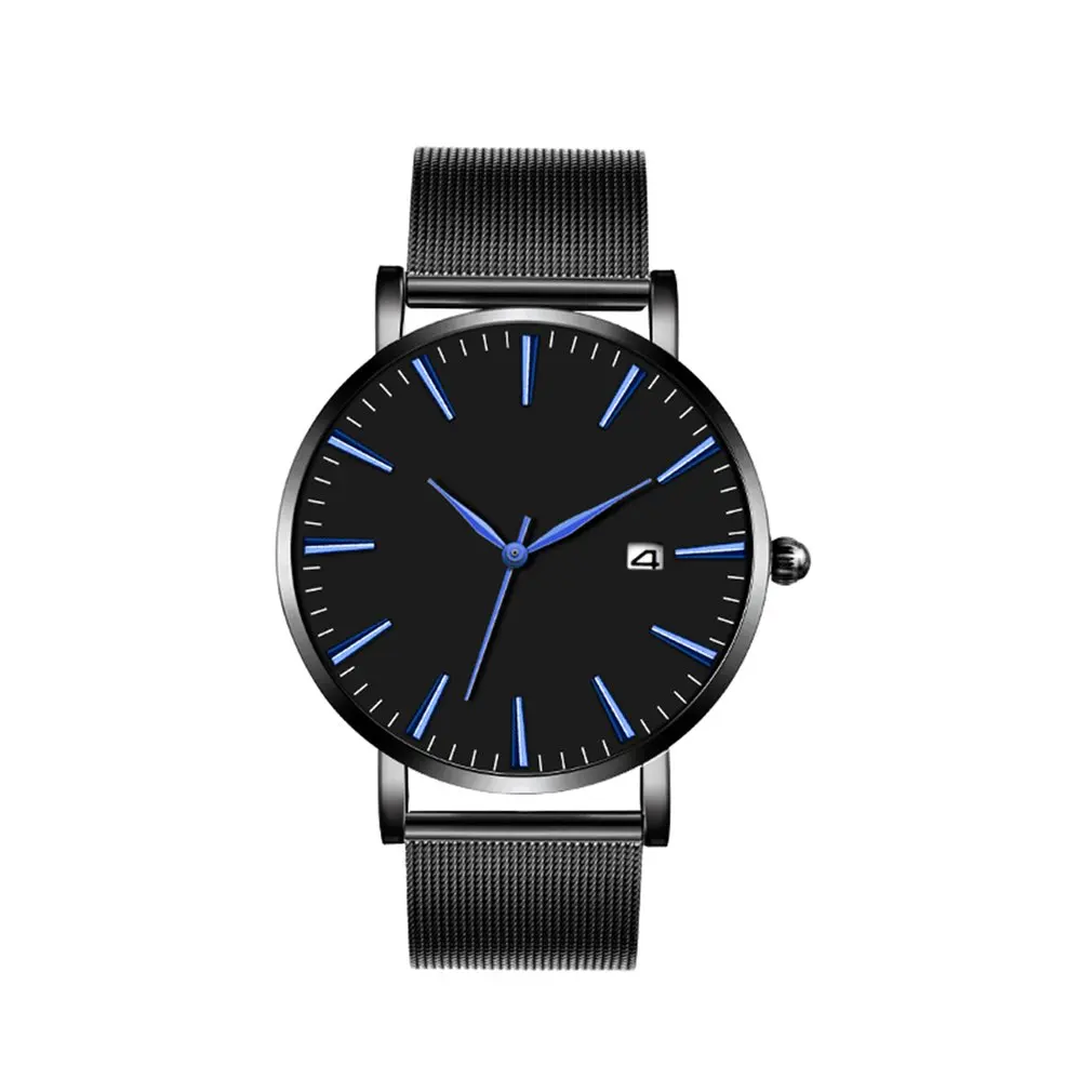 

Silver Color Steel Mesh Strap Belt Black Dial Precise Quartz Watch Luxury Slim Exquisite Workmanship For Men Women Gift Simple