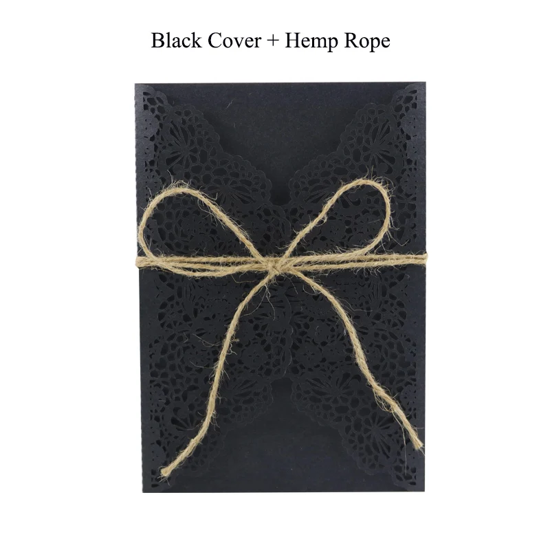 Fifty Black Covers 50 шт., белое золото, западный ковбой, элегантная лазерная резка, винтажная бумага для свадебных приглашений, с набором, индивидуальные вечерние принадлежности для мероприятий - Цвет: Fifty Black Covers