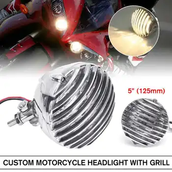 

Motorcycle Universal Retro Finned Grill Aluminium Headlamp Headlight for HONDA for YAMAHA for SUZUKI for Bobber