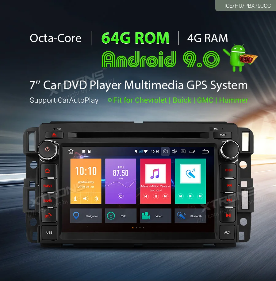 Clearance XTRONS 7"Android 9.0 Octa Core 4G RAM 64G ROM Car DVD Multimedia GPS System Fit for Chevrolet for Buick for GMC for HUMMER 0