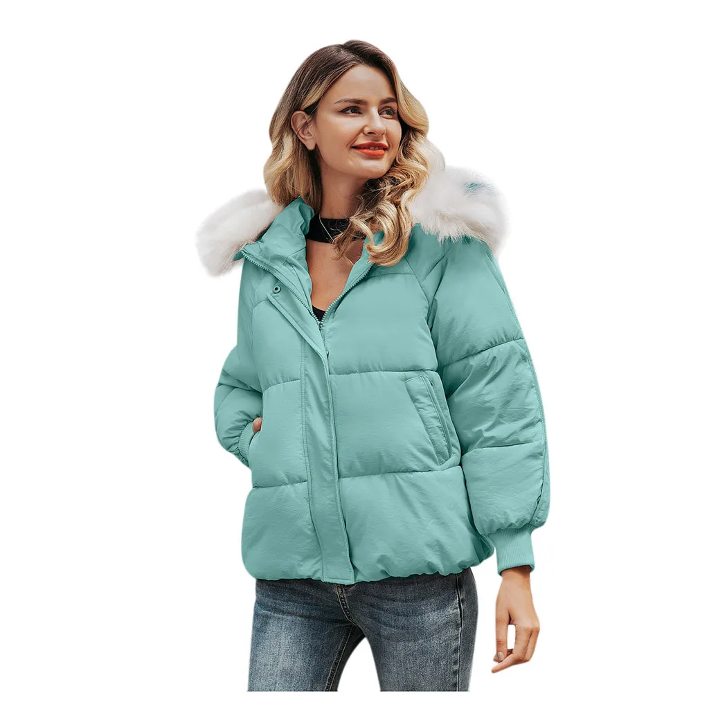 Abrigos mujer invierno зимнее пальто женское зимнее пальто с большим меховым воротником пальто с длинным рукавом на молнии с карманами manteau femme