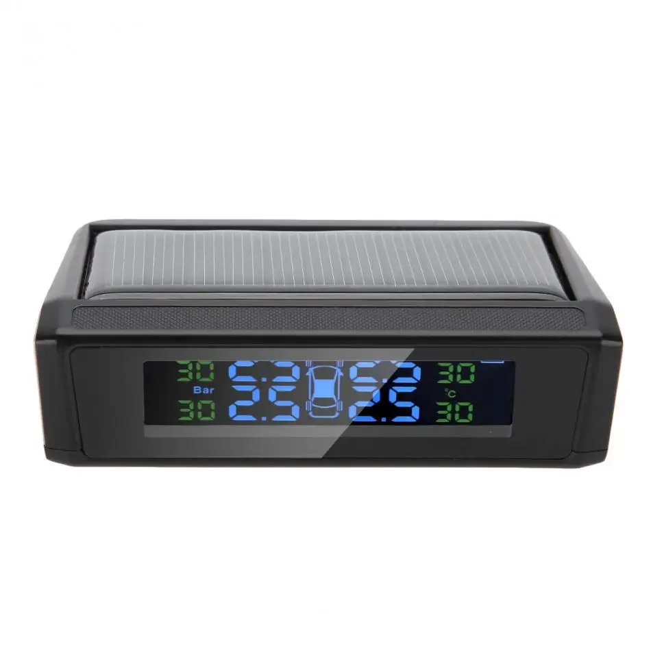 Умный автомобиль TPMS система контроля давления в шинах Солнечная энергия зарядка цифровой ЖК-дисплей Авто Охранная Сигнализация Аксессуары