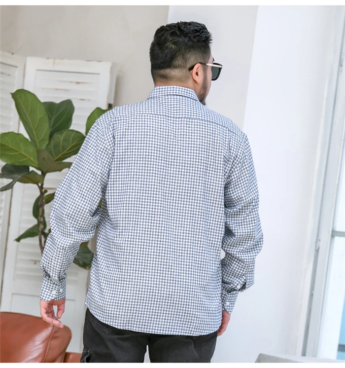 Большие размеры 10XL 9XL 8XL 7XL 6XL матовая мужская клетчатая рубашка деловая Повседневная 100% хлопковая Свободная рубашка с длинными рукавами