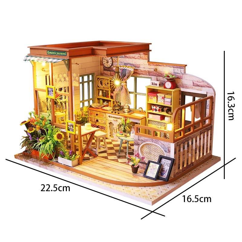 New Diy Wooden Dollhouse Furniture Kit With Light Miniature
