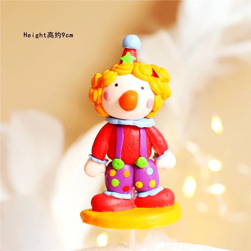 Lion Elephant Circus Clown Cake Toppers Windmill Boy Girl Birthday Party Supplies Straw Bow Kid Baking Dessert Love Gifts - Цвет: Clown A