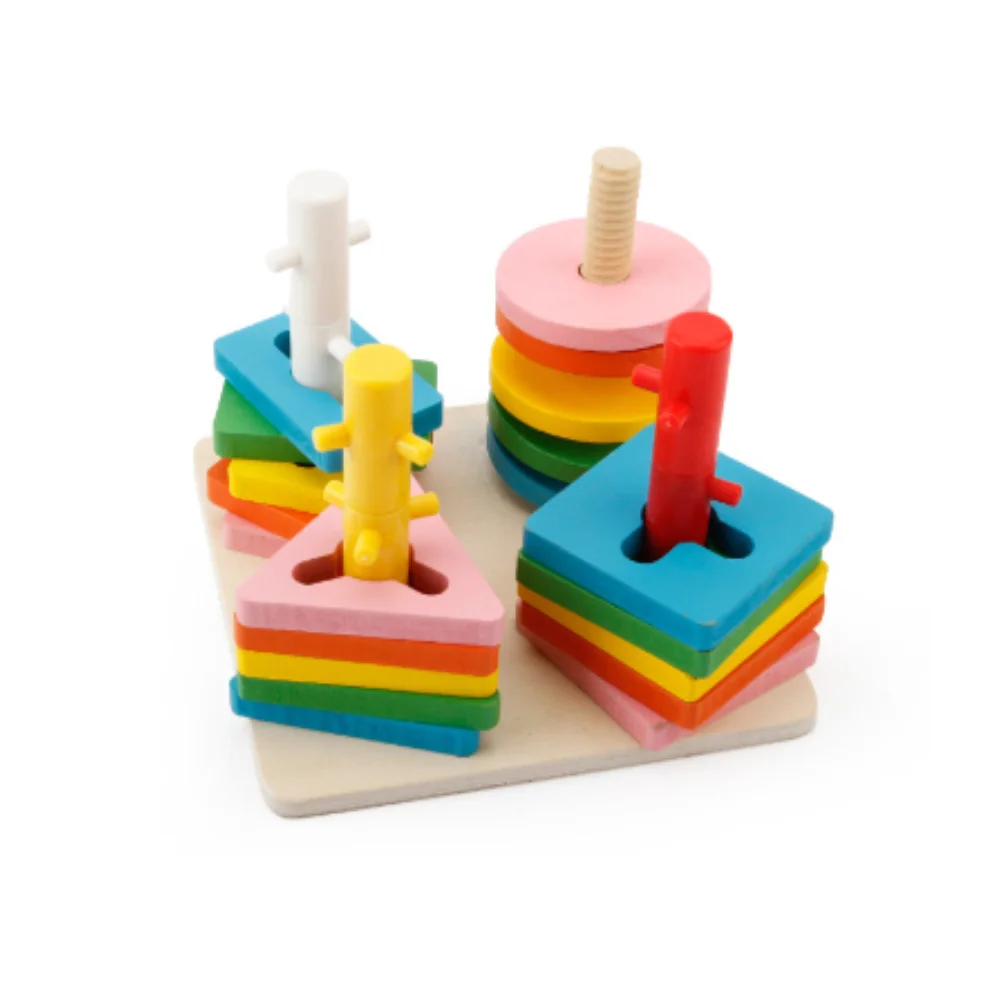 Wooden Building Block Geometric Shape Stacking Sorting Kids Educational Toy Perfect educational toy for your child perfect gifts
