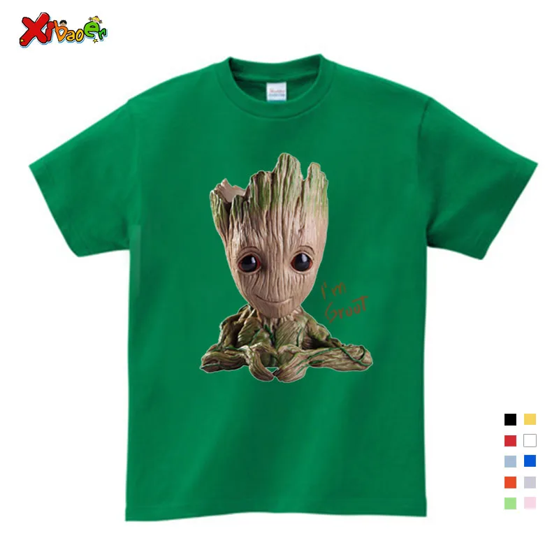 Children New Summer Casual White Tee Tops Clothes for Baby Groot Print Tshirt Boy Girls T-shirt Kids T Shirts Clothing 3T-9T - Цвет: T-shirt