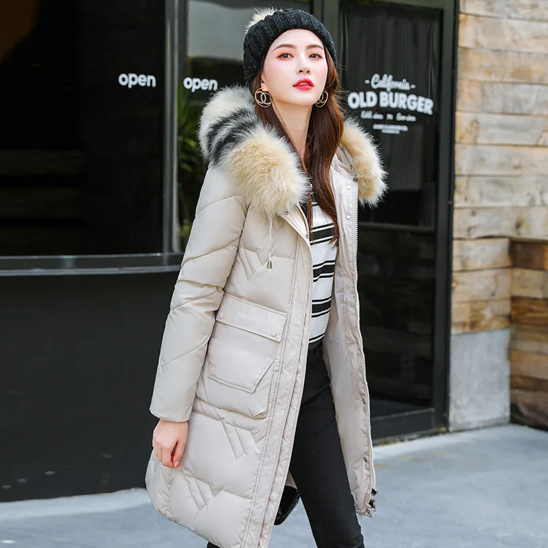 

Winter Coat Cotton-padded Clothes Women Jacket 2019 New Style Korean-style Loose-Fit Mid-length Thickening Large Fur Collar down