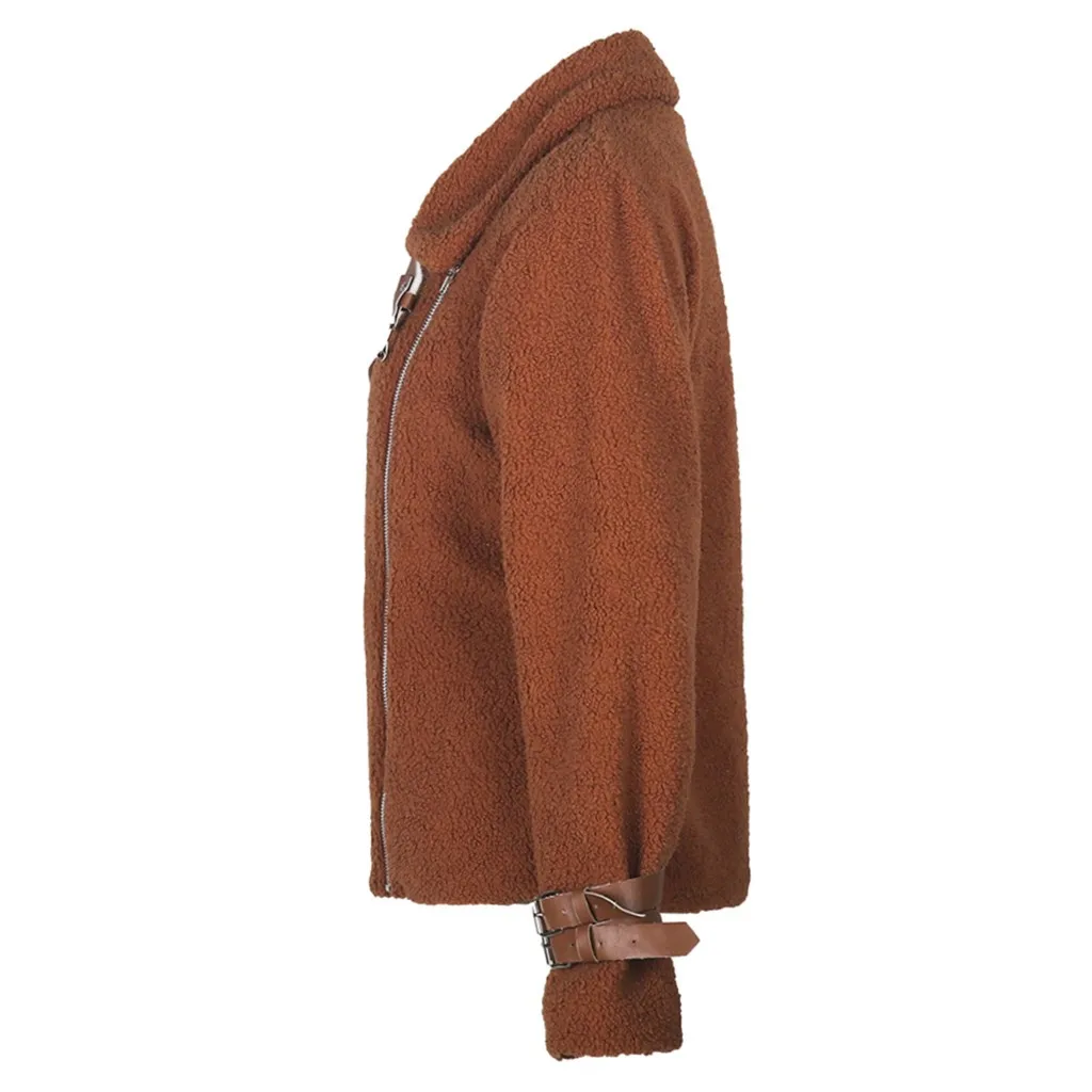Jaycosin Fashion Women Casual Fleece Winter Warm Jacket Coat Stylish Long Sleeve Comfortable Soft Short Overcoat Outercoat 26#4