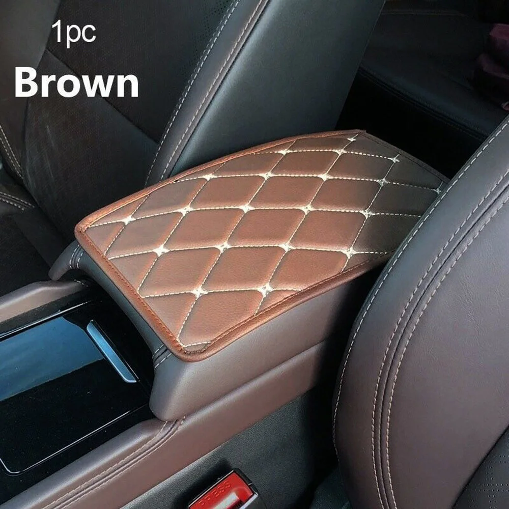 

1pc Car Leather Armrest Pad Cover Auto Center Console Box Cushion Mat Non-slip Car Armrest Pad Universal