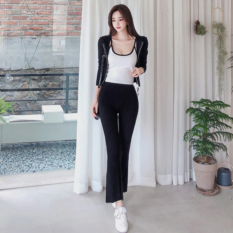 Three Piece Set Tracksuit Women 2021 Autumn Slim Fit Hooded Sports Suit Female Cardigan Coat Knitted Pants Leisure Sports Suit