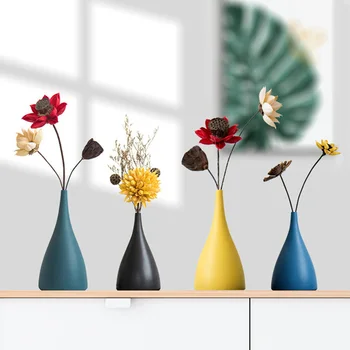 

Ins Nordic Style Modern Ceramic Flower Vases Plain Color Creative Frosted Dried flowers Arrangement Home Decoration LC
