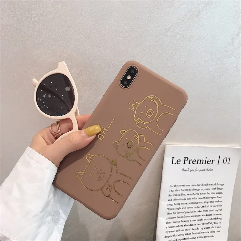 

For Iphone 7 8 Plus 6s Funny Three Piglets Pattern Phone Case For IPhone X XS 7 8 Plus 6 6S Soft Silicone Cover Case