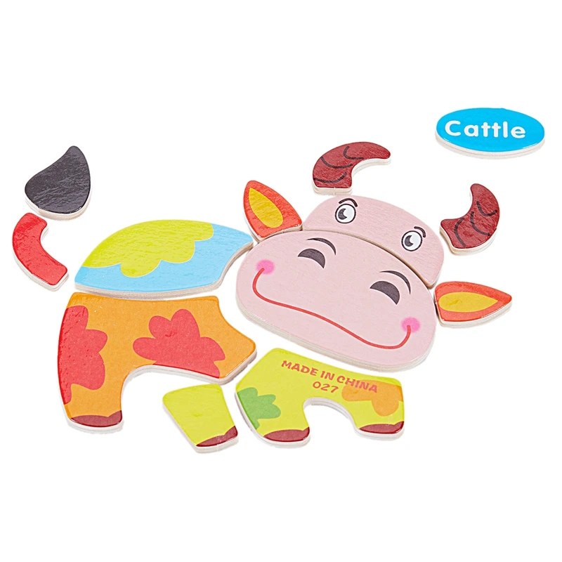 3D деревянные головоломки игрушки для детей; из дерева 3d мультфильм животных головоломки интеллект Дети Ранние развивающие игрушки для детей c