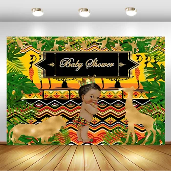 

Jungle Safari Baby Shower Backdrop Woodland Boy Baby Shower Photography Background Dessert Table Decorations Props Banner Poster