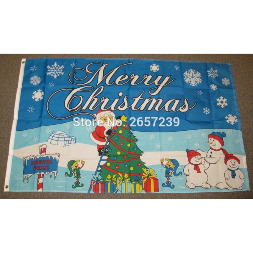 Северный полюс Счастливого Рождества флаг 3x5FT баннер 100D 150X90CM полиэстер латунные