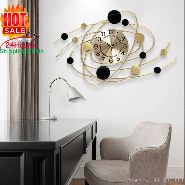 De Moda De Lujo Pared Grande Reloj Salón Decoración Nórdica Simple Diseño  De Interior Para El Hogar Loft Reloj De Pared Metal Dorado 3d Reloj -  Relojes De Pared - AliExpress