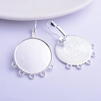 

20pcs Alloy silver Color 25mm Cabochon Base Earrings Connectors French Lever Earrings Base Back Clip Charms