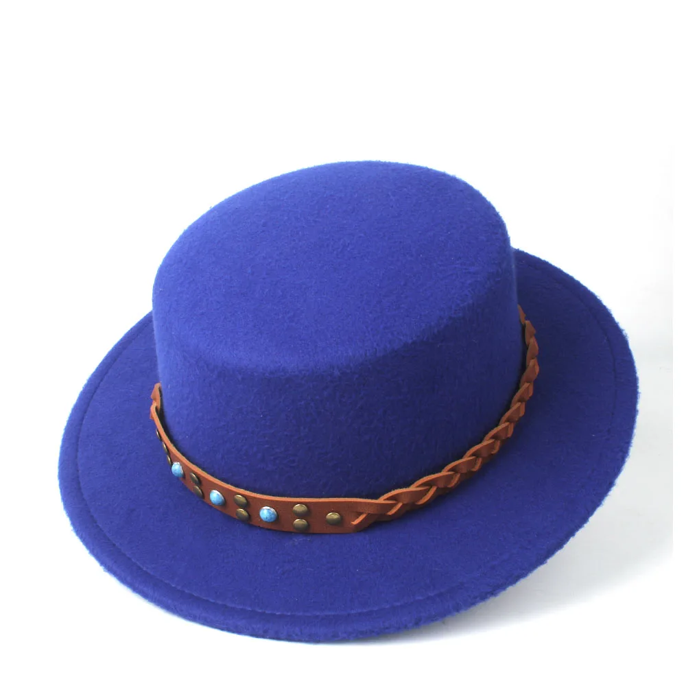 Blue Новая модная Шляпа Fedora на плоской подошве для джентльменов, вечерние шляпы для леди, шляпа-баттер, повседневный стиль, размер 56-58 см - Цвет: Blue