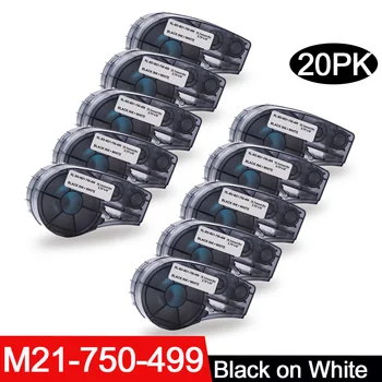 

20PCS High Adhesion Cloth Nylon Tape M21-750-499 Black On White 19.1mm Compatible for Brady BMP21 Plus ID Pal Label Tag Printer