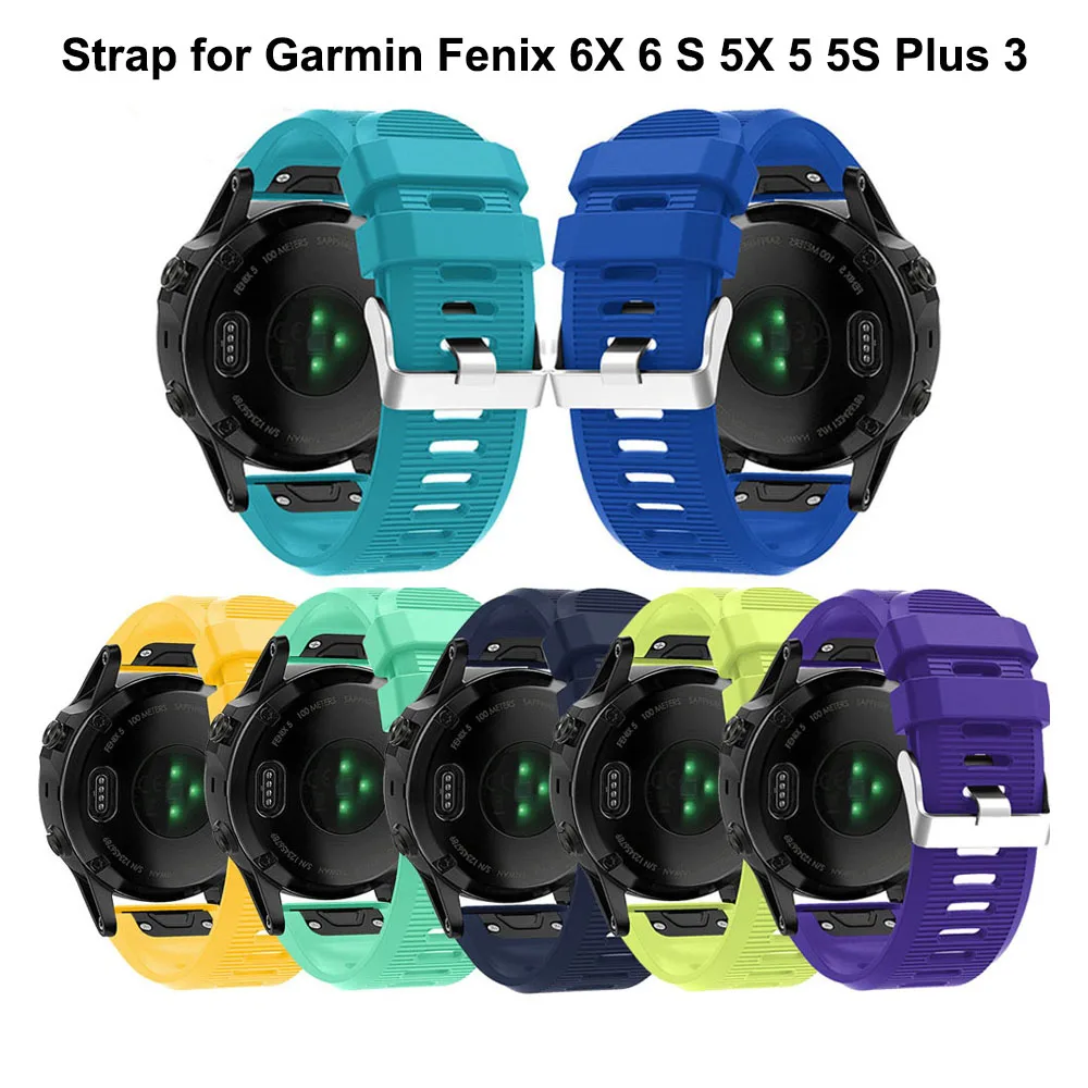 

26mm Silicone Watchband Wriststrap for Garmin Fenix 6X 6 6S Pro 5X 5 5S Plus 3 3HR Watch Bracelet Easy Fit Quick Release 20 22mm