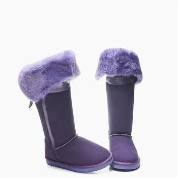 

Brand Women Butterfiy- knot Snow Boots Wool Mid-calf Long Snow Boots Winter Warm A Bow Shoes For Sheepskin Australia Boots