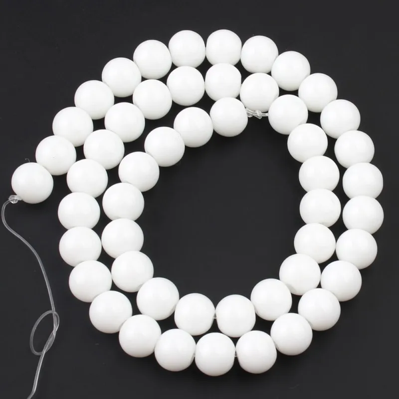 Бусины с круглыми отверстиями для бижутерии 4 6 8 10 12 мм|white natural stone|natural stone whitestone round