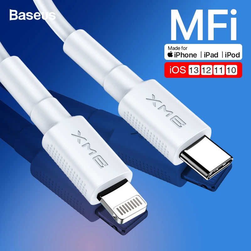 Baseus BMX MFI 18 Вт PD USB C кабель для Lightning для iPhone 11 Pro Max Xs Max Xr X 8Plus Кабель для быстрой зарядки для Macbook iPad Pro