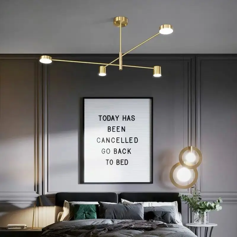 Modern Luxury Golden Pendant Lights LED Nordic Creative Loft Iron Hanging Lamp for Restaurant Livingroom Bedroom Bar Indoor Deco