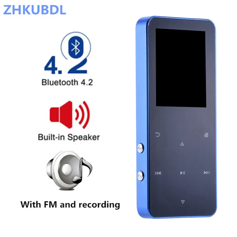 ZHKUBDL-reproductor Mp3 con Bluetooth, Walkman con altavoz fuerte, pantalla táctil Mp3, Hifi, Radio/Fm/grabación, nueva versión