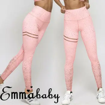 

Womens Gym Butt Lift Anti-Cellulite Compression Leggings Elastic High Waist Printing Ladies Legging Gray Pink White