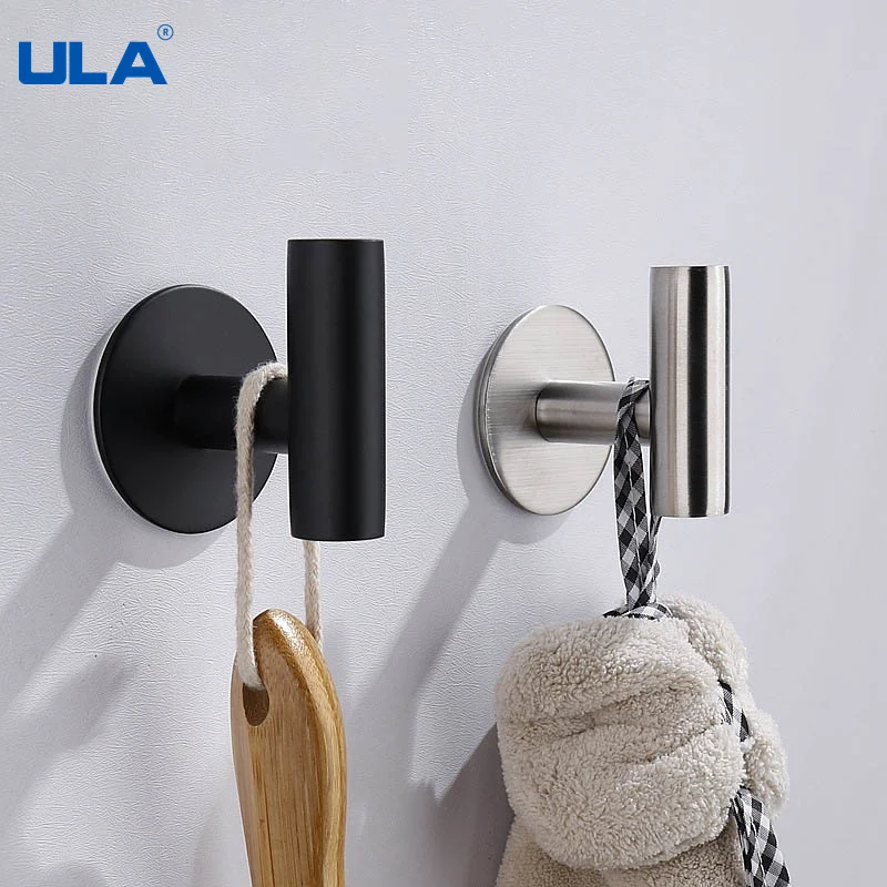 ULA Robe Hook Wall Hooks Towel Hook for Bathroom Stainless Steel Coat Rustproof Hanger for Kitchen Hardware adhesive hook clothes hook towel hook