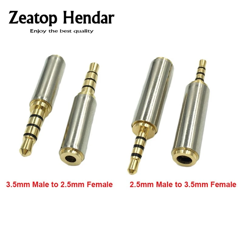 Adaptador de Audio estéreo de 2,5mm a 3,5mm, conector en oro auriculares, altavoz de 4 polos, 3,5 a 2,5mm, 1 - AliExpress
