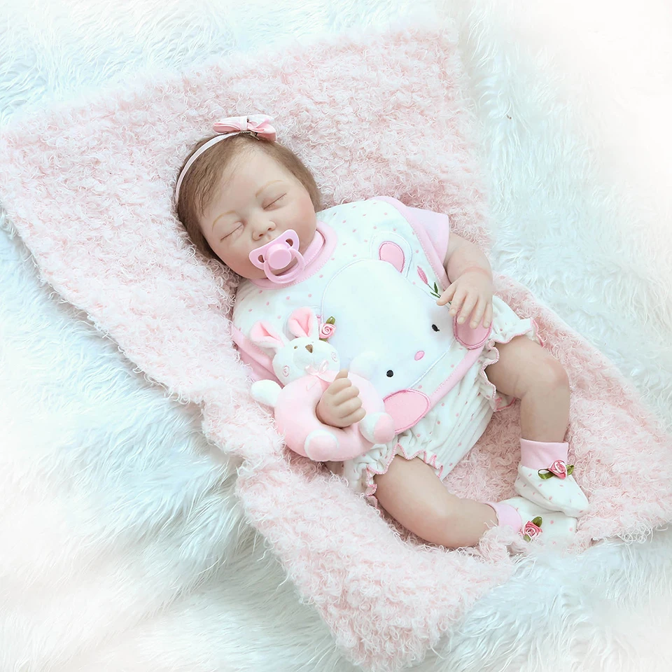 

56cm 22inch Fashion bebe reborn doll baby girl sleeping silicone reborn baby dolls toy doll
