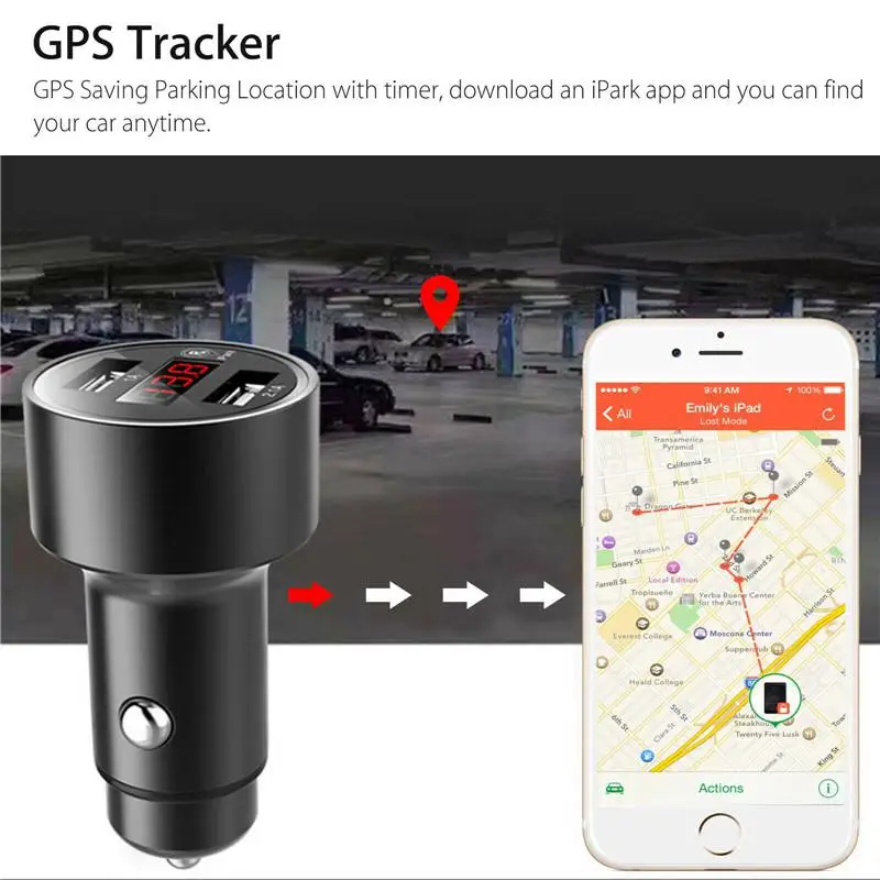 Pаспродажа Универсальный 2 в 1 Автомобильный font b gps b font трекер локатор устройство слежения в реальном времени двойное USB Автомобильное зарядное устройство бат...