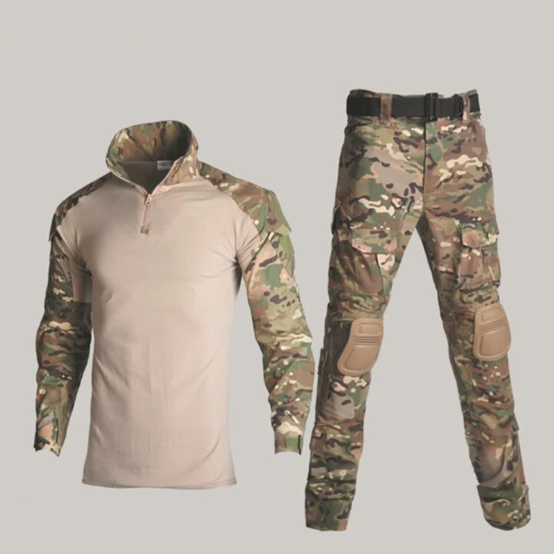 Военная камуфляжная охотничья одежда со съемными наколенниками и налокотниками тактическая армейская униформа набор мужской страйкбол костюм для пейнтбола