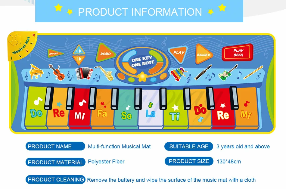 130*48 см музыкальный игровой коврик и инструменты голоса Пение игровой коврик игровой ковер клавиатура коврик развивающие игрушки для детей подарок для детей