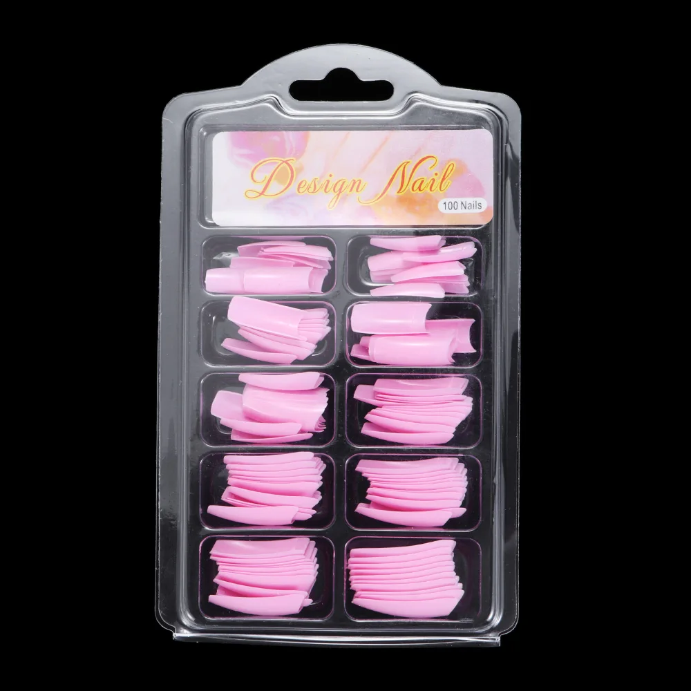 pink 100 шт./кор. французский балетки поддельные ногтей натуральный гроб Набор накладных ногтей маникюр накладные ногти Советы ногти Сделано в Китае - Цвет: pink