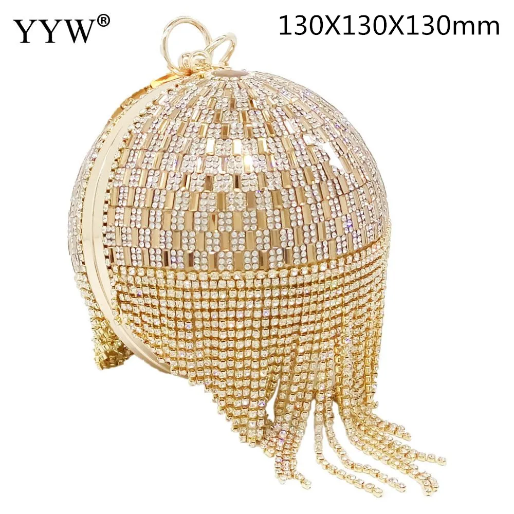 YYW Ladies Sparkly Rhinestone Round Evening Clutch Bag Elegant