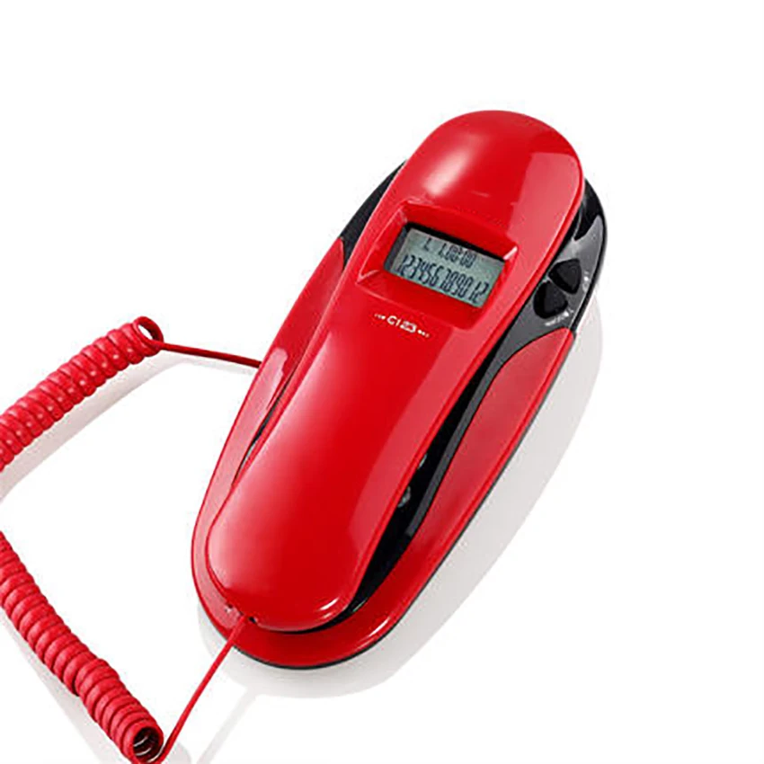 Corded Trimline Phone Wall Mountable Landline Telephone with Caller ID, Redail, Calling & Outgoing Check, Date, Clock Display